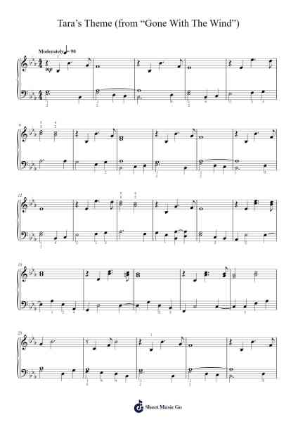 Tara's Theme from 'Gone With The Wind' Sheet Music by Max Steiner-Arr.Huttgie Bellcol