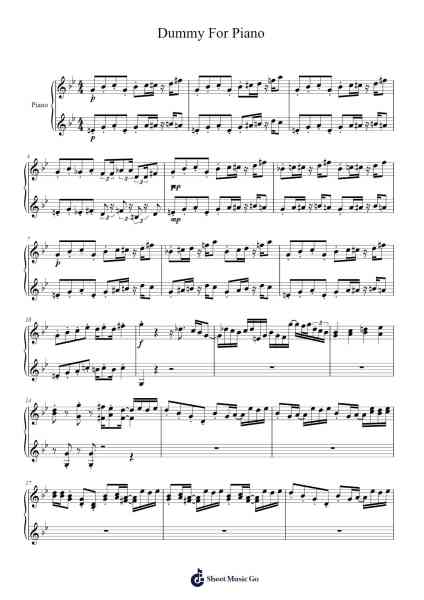Dummy For Piano Sheet Music by Yeeun-Arr.Huttgie Bellcol