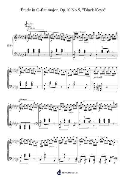 Étude in G-flat major, Op. 10 No. 5 "Black Keys" Sheet Music by Frédéric Chopin-Arr.Hazlius