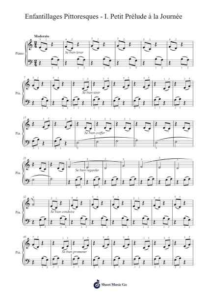 Enfantillages Pittoresques - I. Petit Prélude à la Journée Sheet Music by Erik Satie-Arr.Tedget Milrol