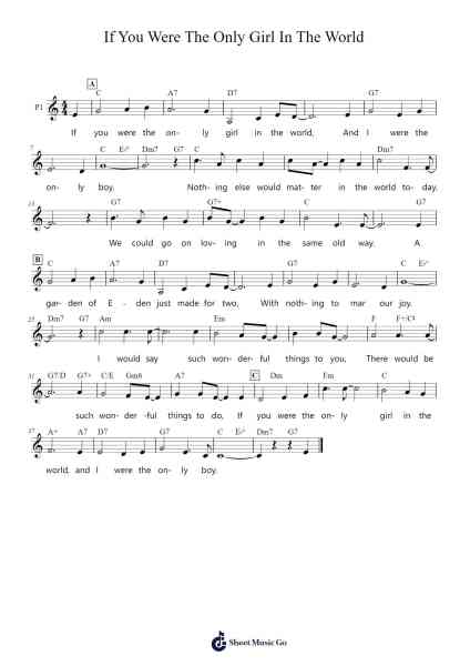If You Were The Only Girl In The World Sheet Music by Clifford & Nat Ayer-Arr.Pulip