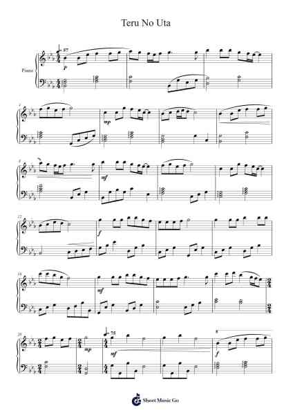 Teru No Uta Sheet Music by Aoi Teshima-Arr.Danchi