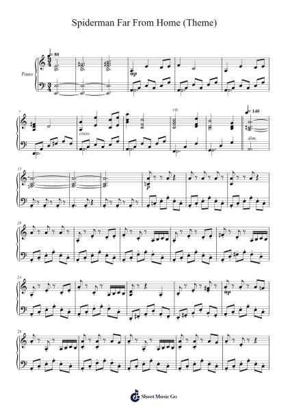 Spiderman Far From Home (Theme) Sheet Music by Michael Giacchino-Arr.Moulcole Inkit