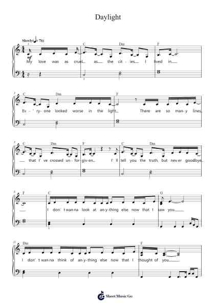 Daylight Sheet Music by Taylor Swift-Arr.Cumwyatt