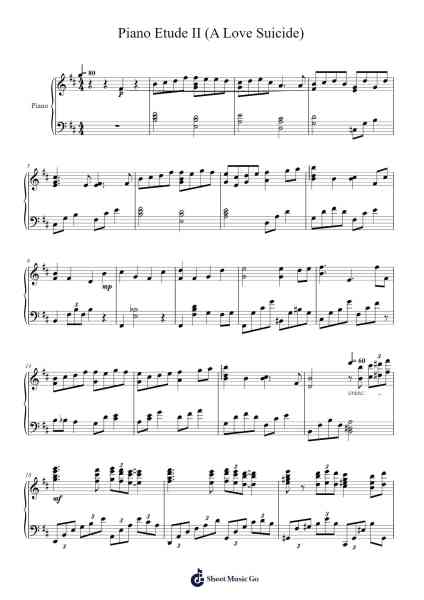 Piano Etude II (A Love Suicide) Sheet Music by Heriel-Arr.Alruth