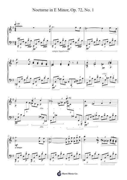 Nocturne in E Minor, Op. 72, No. 1 Sheet Music by Frédéric Chopin-Arr.Yorktie Phisopp