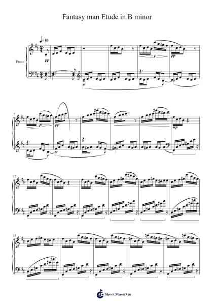 Fantasy man Etude in B minor Sheet Music by A. N. Kabon-Arr.Krispert