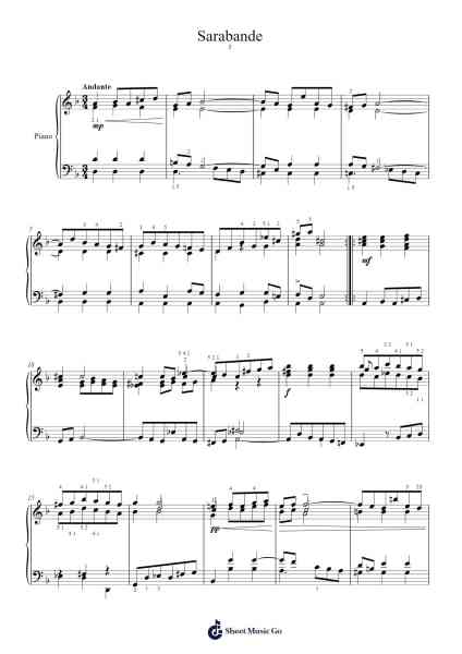 Französische Suite No. 1 in D Minor, BWV 812: III. Sarabande Sheet Music by Johann Sebastian Bach-Arr.Toddgail