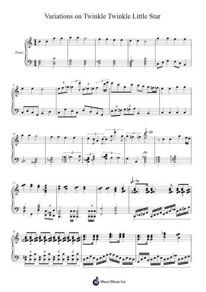 Variations on Twinkle Twinkle Little Star Sheet Music by Derrick Soler-Arr.Franfield Pricecil