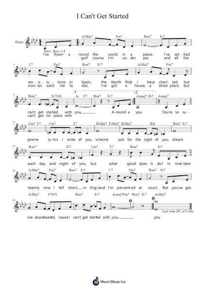 I Can't Get Started Sheet Music by Duke Ellington/George Gershwin-Arr.Olch