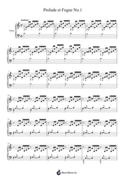 Prelude et Fugue No. 1 Sheet Music by Johann Sebastian Bach-Arr.Dwightlind
