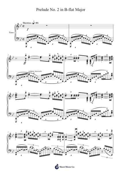 Prelude No. 2 in B-flat Major Sheet Music by Sergei Rachmaninoff-Arr.Brookecher Nicksie