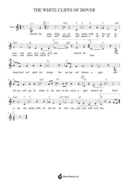 THE WHITE CLIFFS OF DOVER Sheet Music by Walter Kent-Arr.Manreade
