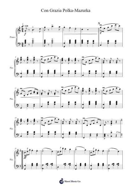 Con Grazia Polka-Mazurka Sheet Music by Carl Faust-Arr.Charfra Tesscer