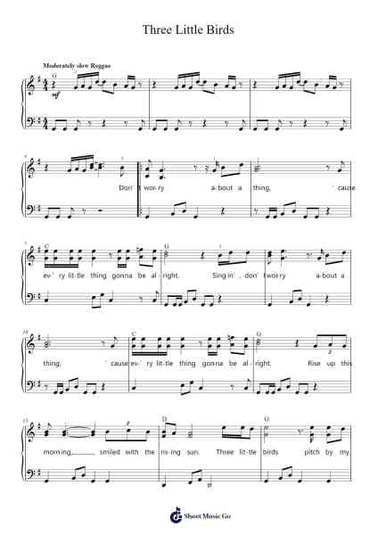 Three Little Birds Sheet Music by Bob Marley-Arr.Chrisver