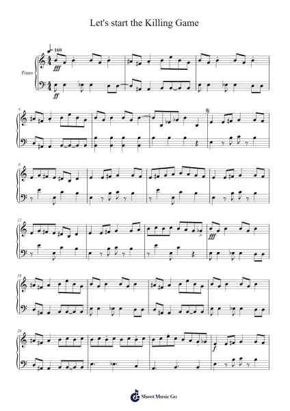 Let's start the Killing Game Sheet Music by Masafumi Takada-Arr.Virquinn Hoodvid