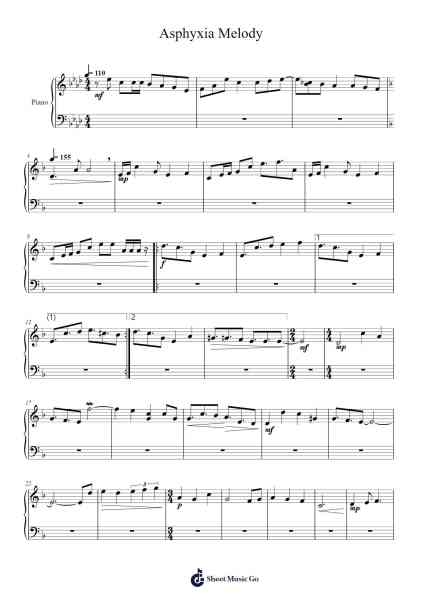 Asphyxia Melody Sheet Music by undefined-Arr.Crybe Hickssia