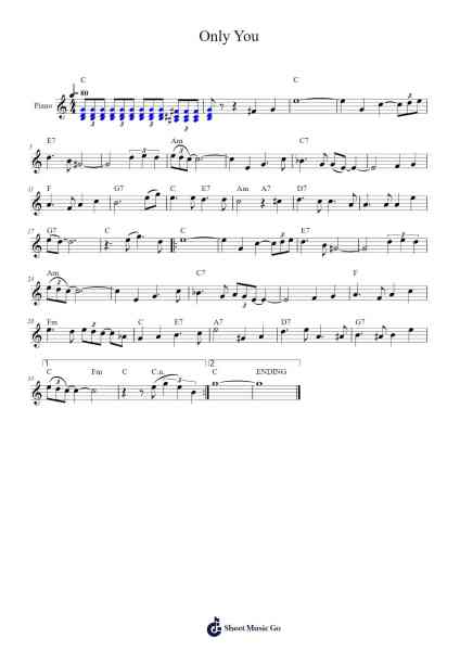 Only You Sheet Music by Ande Rand-Arr.Broreen Montlyle