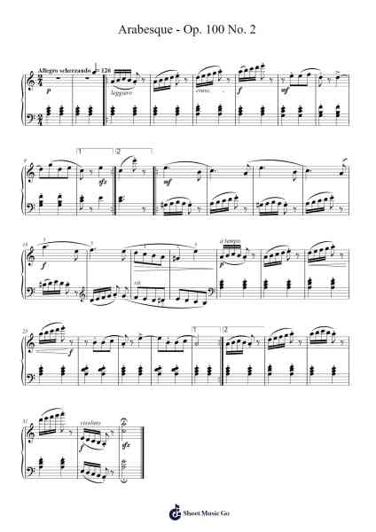 Arabesque - Op. 100 No. 2 Sheet Music by Friedrich Burgmüller-Arr.Hulking Chilmund