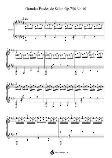 Grandes Études de Salon Op. 756 No. 10 Sheet Music by Carl Czerny-Arr.Hartecam Thodoreboyle