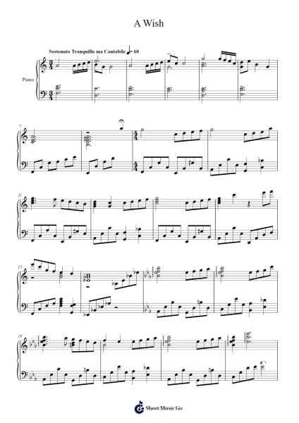 A Wish Sheet Music by Masashi Hamauzu-Arr.Blajeames Yulewood