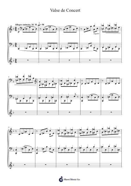 Valse de Concert Sheet Music by Franz Liszt-Arr.Stilris Babty