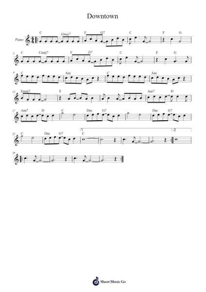 Downtown Sheet Music by undefined-Arr.Gillnise