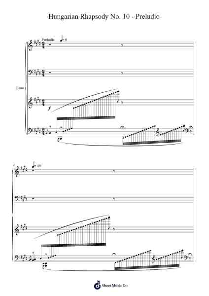 Hungarian Rhapsody No. 10 - Preludio Sheet Music by Franz Liszt-Arr.Tateearl Grantbroad