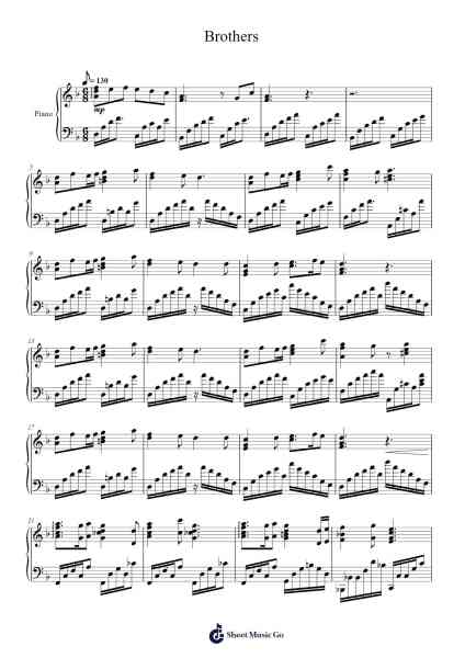 Brothers Sheet Music by undefined-Arr.Hugsay