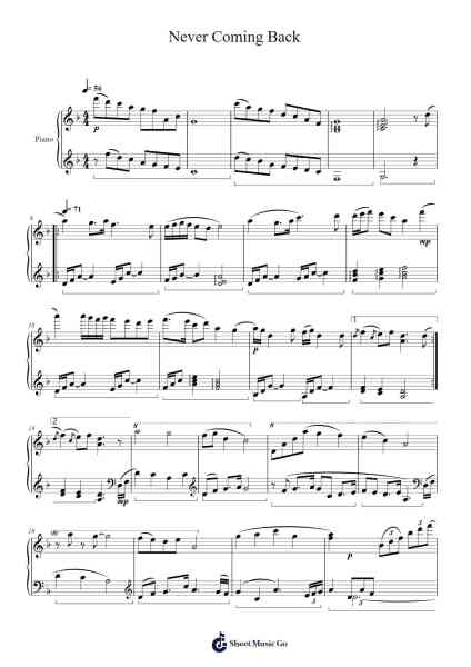 Never Coming Back Sheet Music by undefined-Arr.Vanlett Hudrey