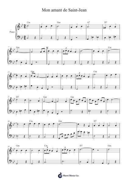 Mon Amant de Saint-Jean Sheet Music by Tayville-Arr.Norgiles