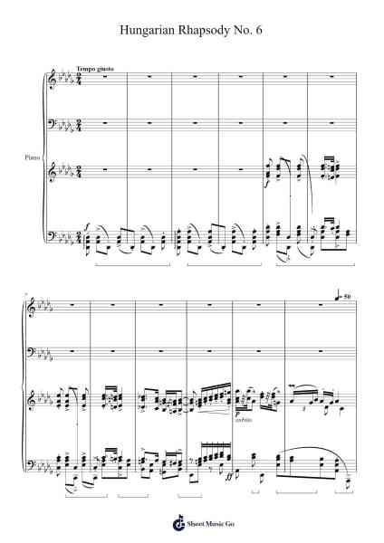 Hungarian Rhapsody No. 6 Sheet Music by Franz Liszt-Arr.Cherlian Zimreed