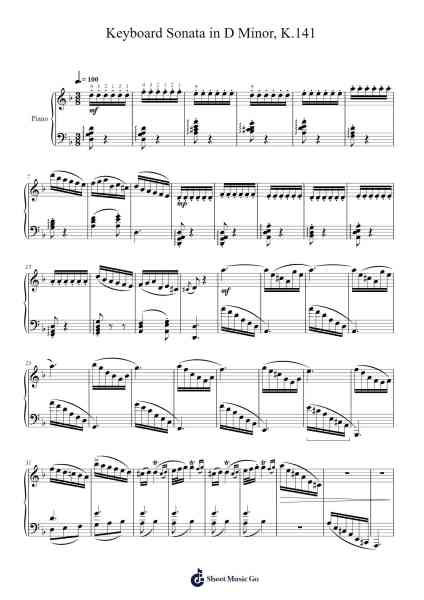 Keyboard Sonata in D Minor, K.141 Sheet Music by Domenico Scarlatti-Arr.Faitheprice Kerye