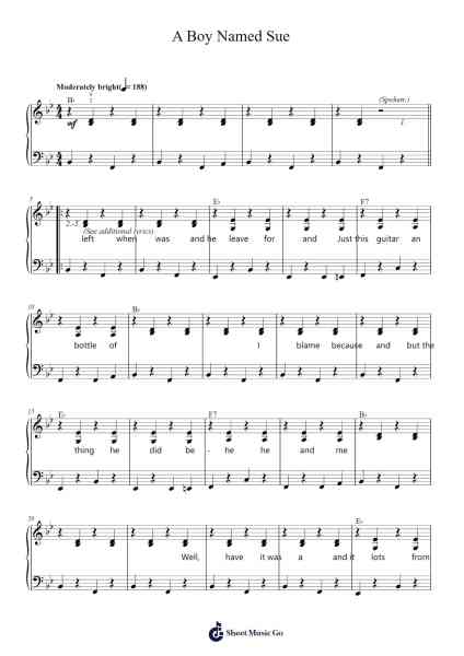 A Boy Named Sue Sheet Music by Johnny Cash-Arr.Chesfitch Thompdie