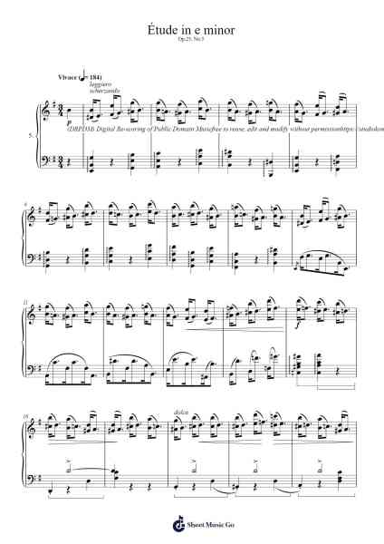 Étude in E Minor, Op. 25, No. 5 Sheet Music by Frédéric Chopin-Arr.Carlwilde Yonngcam