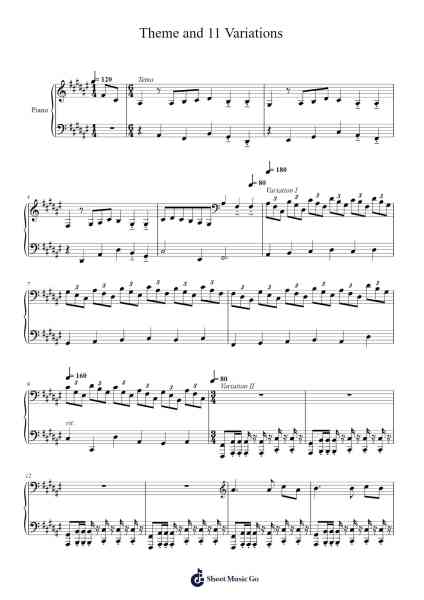 Theme and 11 Variations Sheet Music by Markthur-Arr.Bertreade