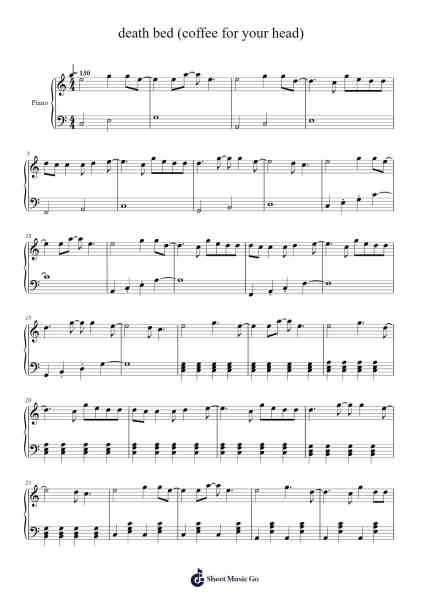 death bed (coffee for your head) Sheet Music by Powfu-Arr.Boycegold