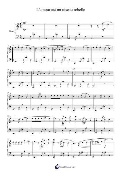 L'amour est un oiseau rebelle Sheet Music by Chamkirk-Arr.Joanreade Annlus