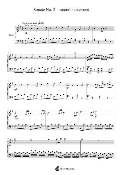 Sonate No. 2 - second movement Sheet Music by Beautle-Arr.Rydiah