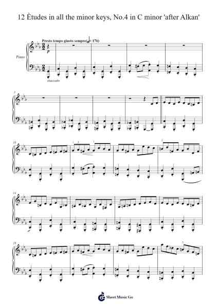 12 Ètudes in all the minor keys, No.4 in C minor 'after Alkan' Sheet Music by Marc-Andrè Hamelin-Arr.Graril