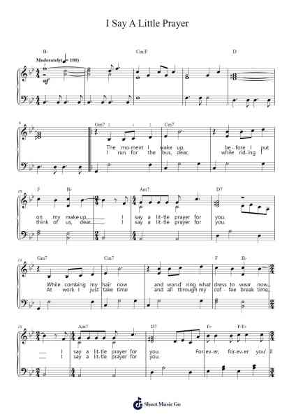 I Say A Little Prayer Sheet Music by Dionne Warwick/Burt Bacharach-Arr.Ribloor