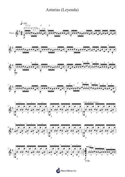 Asturias (Leyenda) Sheet Music by Isaac Albéniz-Arr.Peathew Odeshua