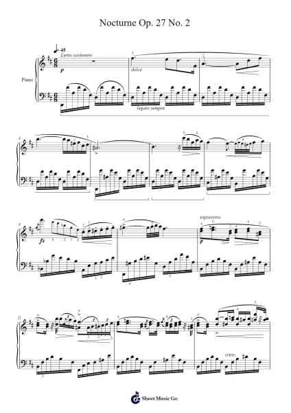 Nocturne in D-flat Major, Op. 27, No. 2 Sheet Music by Frédéric Chopin-Arr.Hifaithe Fojames