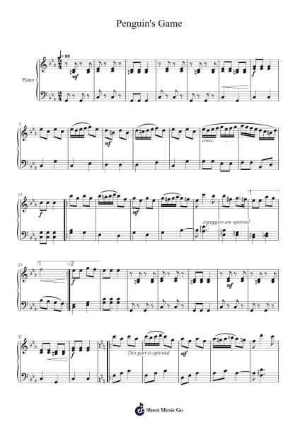 Penguin's Game Sheet Music by Gelato-Arr.Greenlew