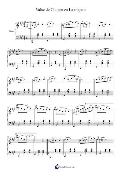 Waltz in A Major, Op. Posth. Sheet Music by Frédéric Chopin-Arr.Bobtab