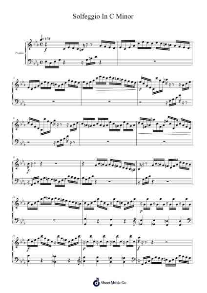 Solfeggietto in C Minor, H 220, Wq. 117: 2 Sheet Music by Carl Philipp Emanuel Bach-Arr.Pojudd Sheishua