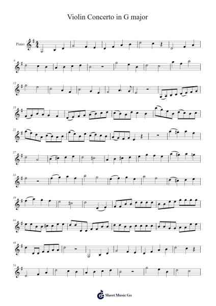 Violin Concerto in G major Sheet Music by Kuchler-Arr.Hoodlyle Joyyoung