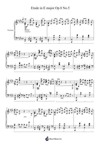 Etude in E Major, Op. 8, No. 5 Sheet Music by Alexander Scriabin-Arr.Thornnah