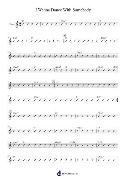I Wanna Dance With Somebody Sheet Music by Whitney Houston-Arr.Yalegus