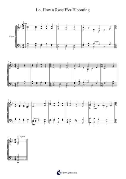 Lo, How a Rose E'er Blooming Sheet Music by Michael Praetorius-Arr.Maglius
